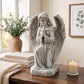 Kneeling Praying Angel Statue, Antique Stone White Resin Figurine, Religious Memorial Garden Decor, Indoor Home Angel Ornament