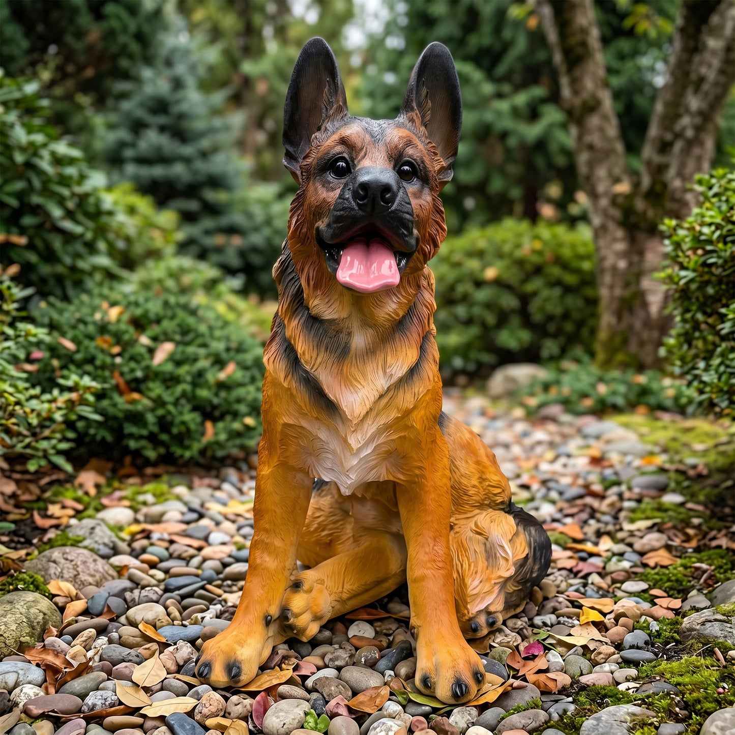 Lifelike German Shepherd Resin Statue, Outdoor Garden Yard Decor, Gift for Dog Lovers