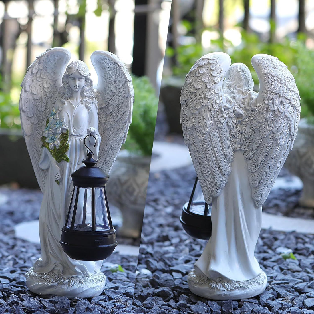 Solar-Powered Angel Garden Statue with LED Light