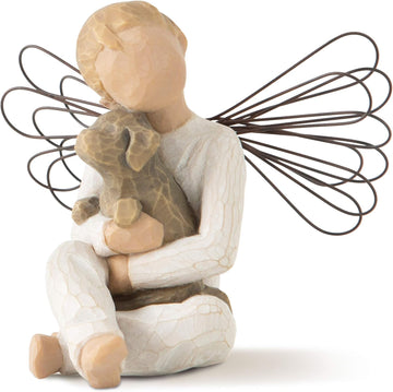 Willow Tree Angel of Comfort Hand-Painted Resin Figure with Dog