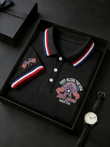 Men's America 250th Anniversary Faith One Nation Under God  Polo Shirt