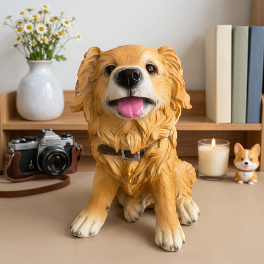Lifelike Golden Retriever Resin Statue, Indoor & Outdoor Dog Decor, Gift for Dog Lovers
