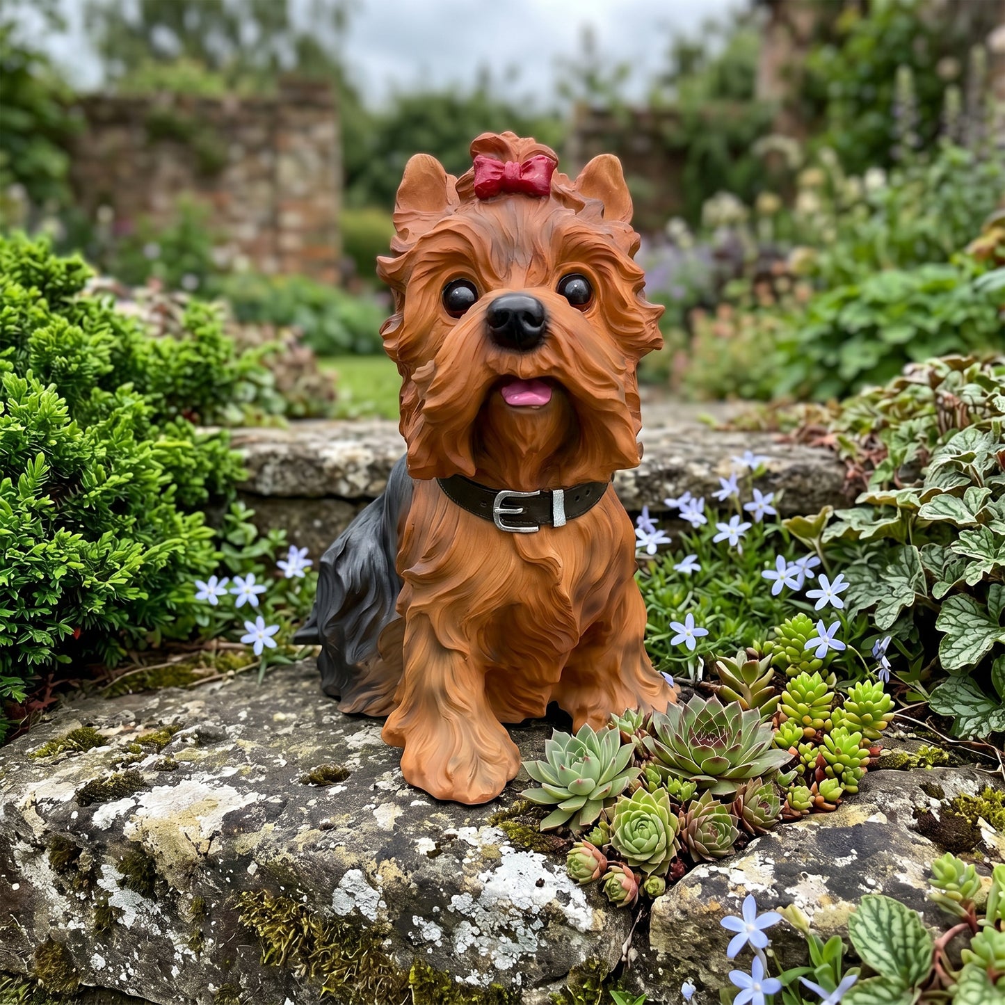 Lifelike Yorkshire Terrier Resin Statue, Cute Garden Yard Decor, Gift for Dog Lovers