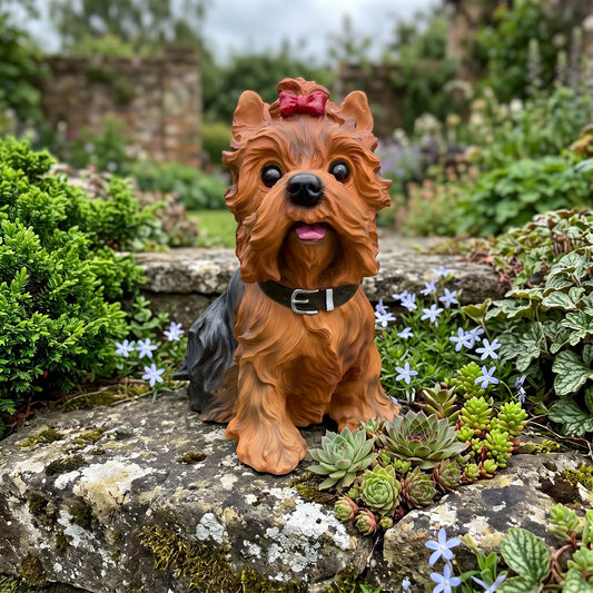 Lifelike Yorkshire Terrier Resin Statue, Cute Garden Yard Decor, Gift for Dog Lovers
