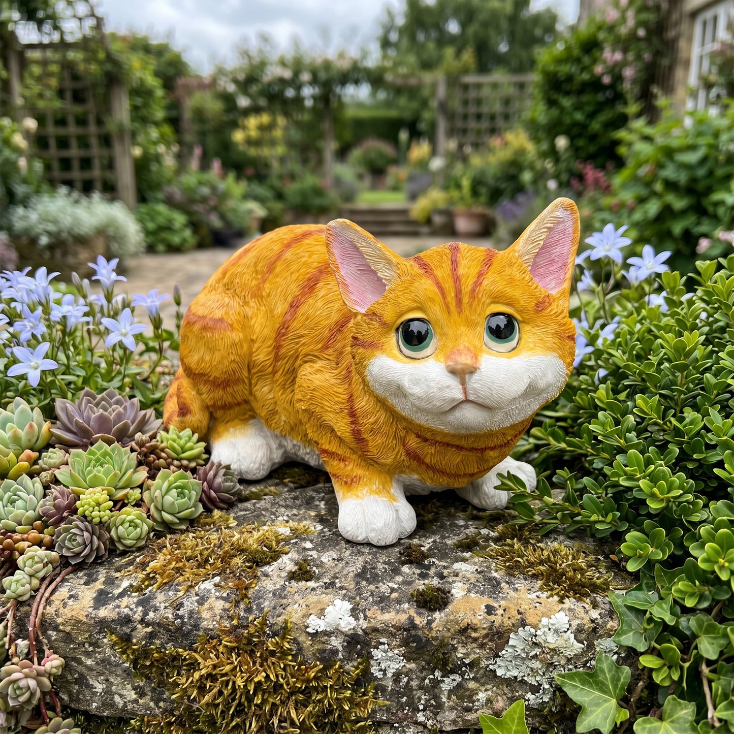 Lifelike Orange Tabby Resin Statue, Outdoor Garden Yard Decor, Gift for Cat Lovers