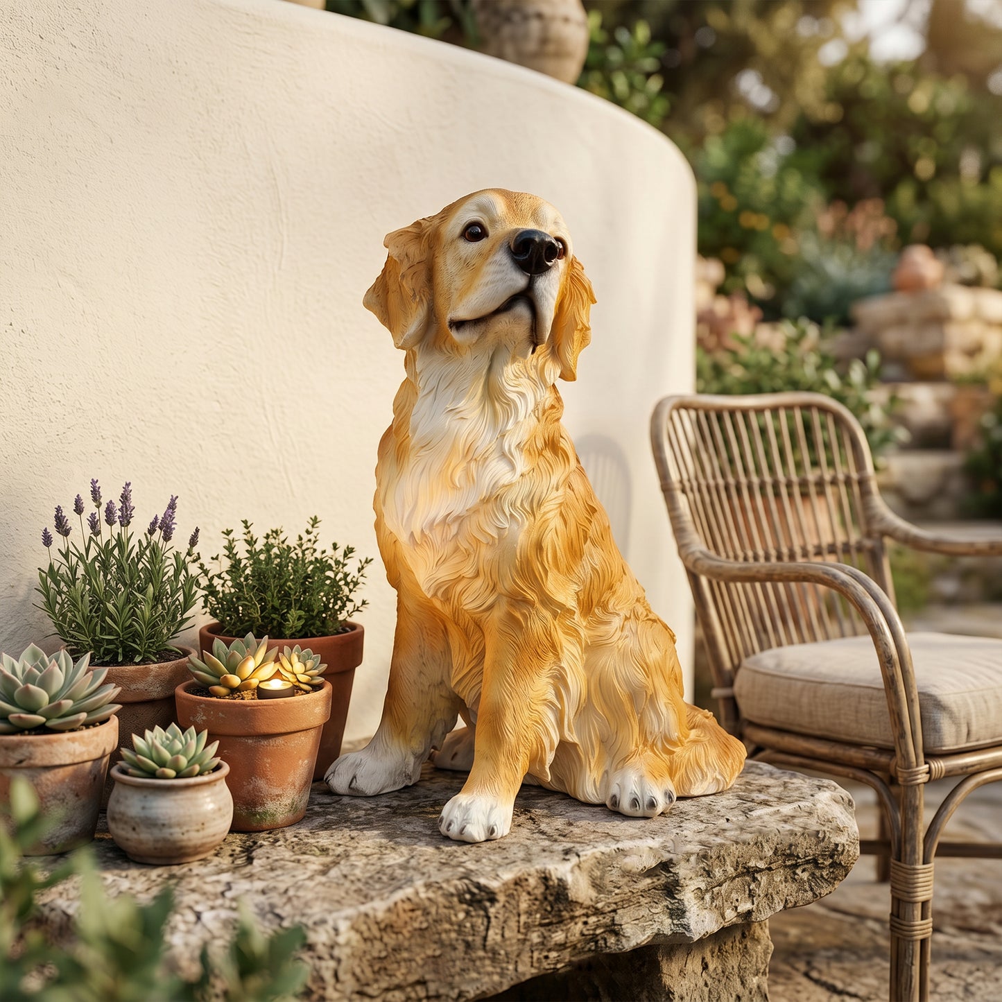 Lifelike Golden Retriever Resin Statue, Dog Garden Patio Decor, Gift For Dog Lovers