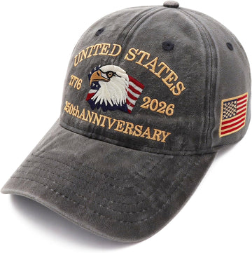 1776-2026 Patriot Baseball Cap Adjustable Classic Retro Embroidered Eagle Hat for Men Women Gifts