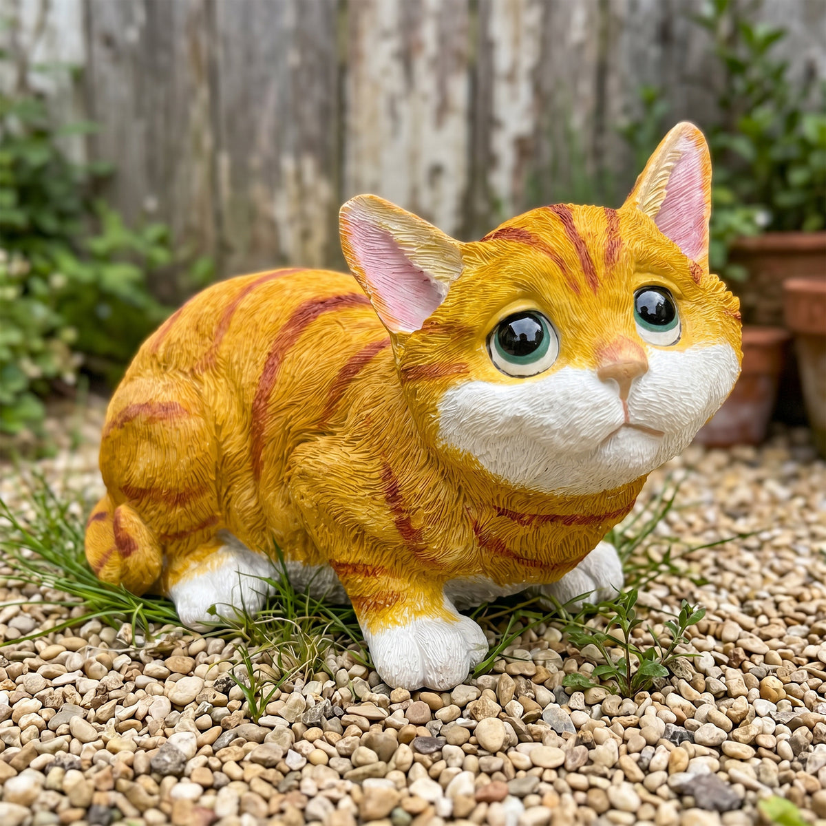 Lifelike Orange Tabby Resin Statue, Outdoor Garden Yard Decor, Gift for Cat Lovers