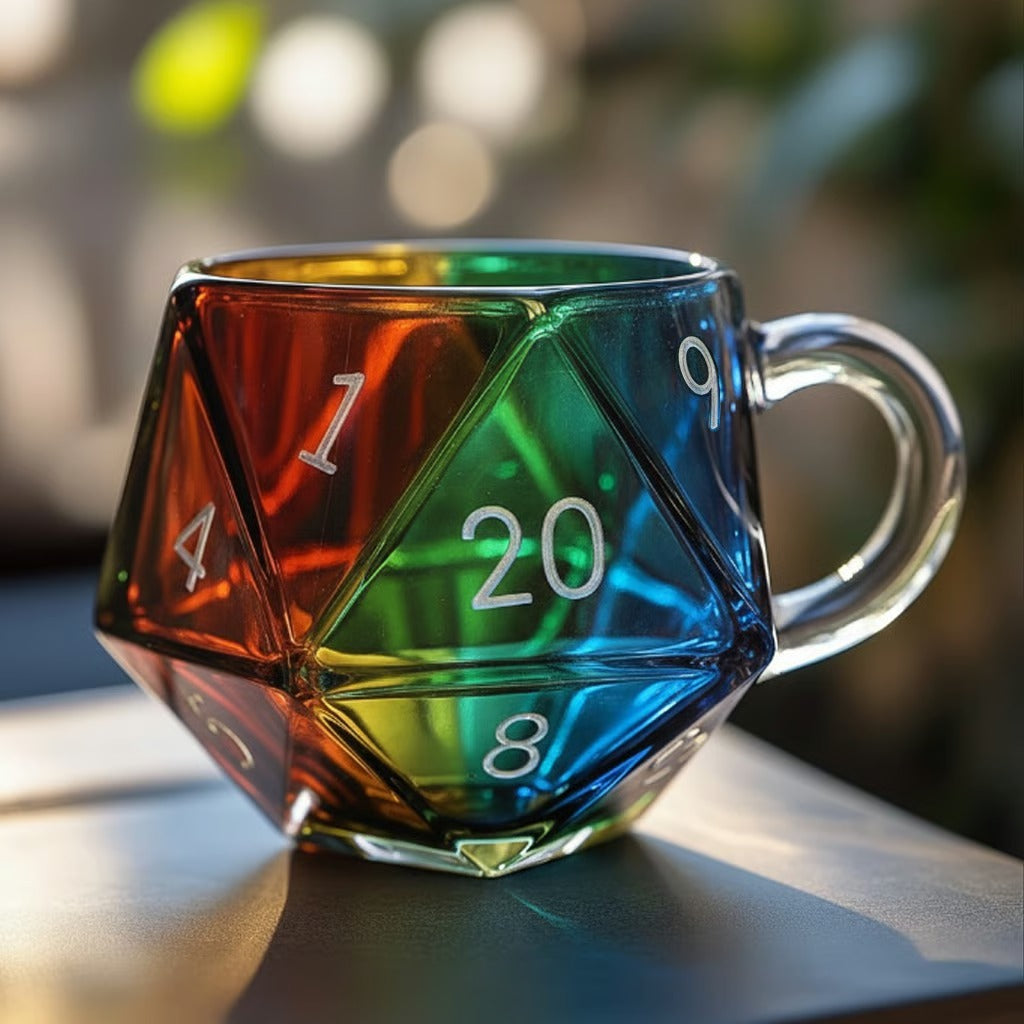 Rainbow D20 Dice Mug