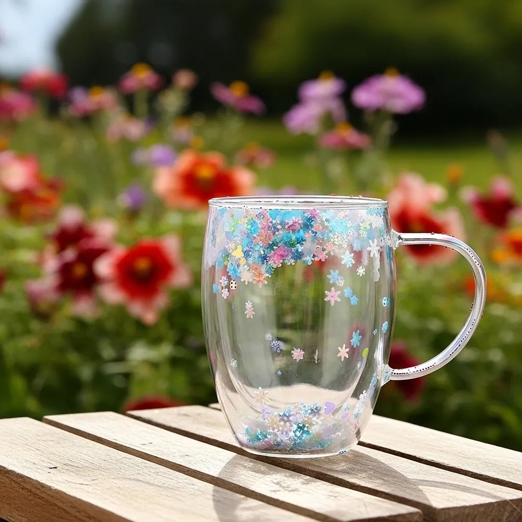 Glitter Floral Double