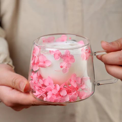 Floral Insulated Borosilicate Glass Mug