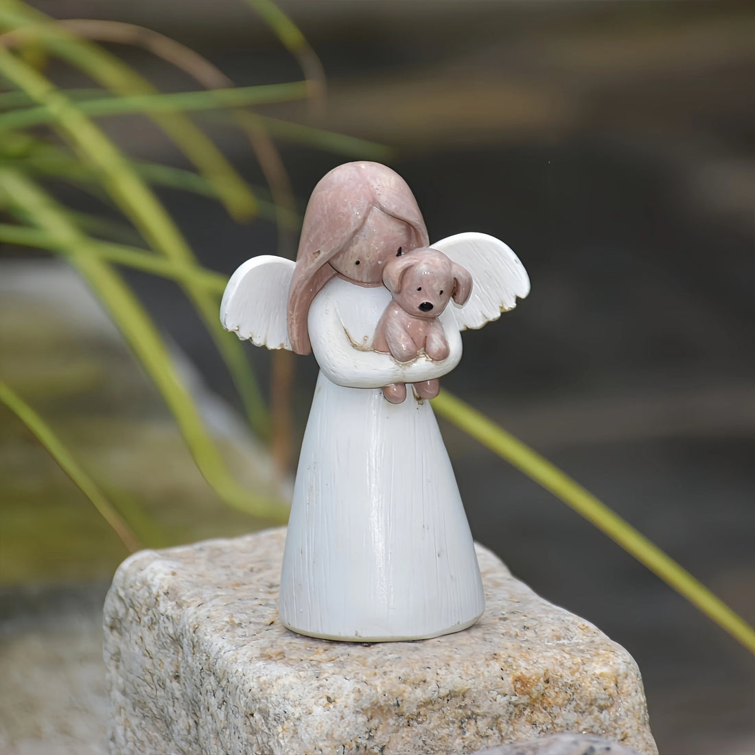 Angel Dog Memorial Figurine – Resin Guardian Angel Statue