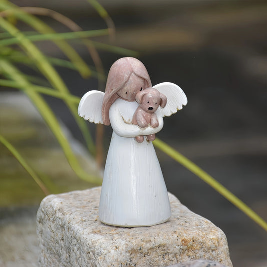 Angel Dog Memorial Figurine – Resin Guardian Angel Statue