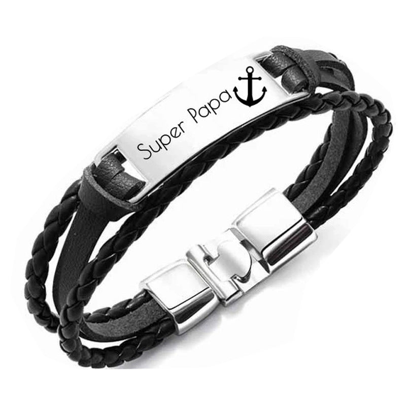 Personalized Leather Bracelet for Men – Custom Engraving with Text and Photo