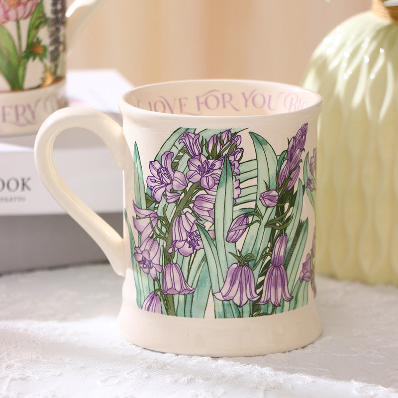 Ceramic Coffee Mug with Floral Design
