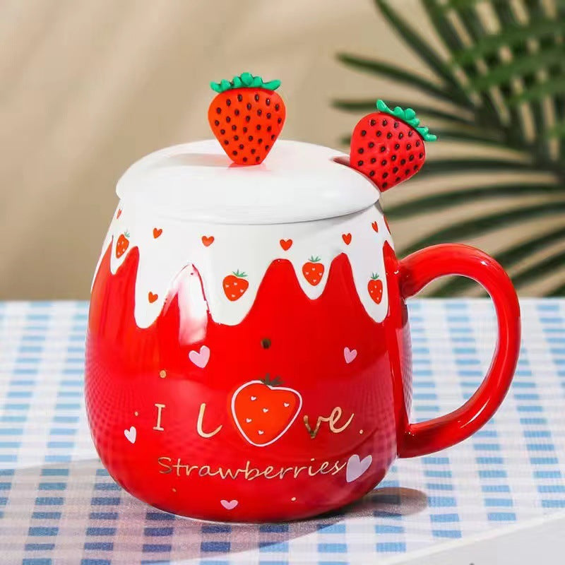Handmade Ceramic Fruit-Shaped Mug with Lid and Spoon