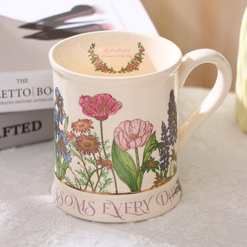 Ceramic Coffee Mug with Floral Design