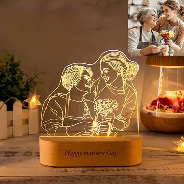 Personalized 3D Night Light USB Wooden Base DIY Acrylic Lamp