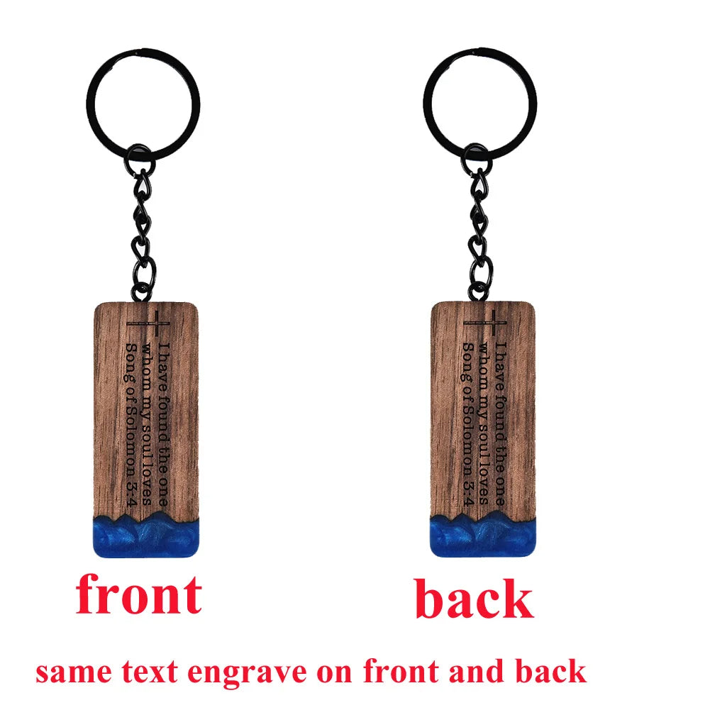 Custom Resin Wood Keychain Fashion Personlized Gift for Couple Car Key Ring Key Chain