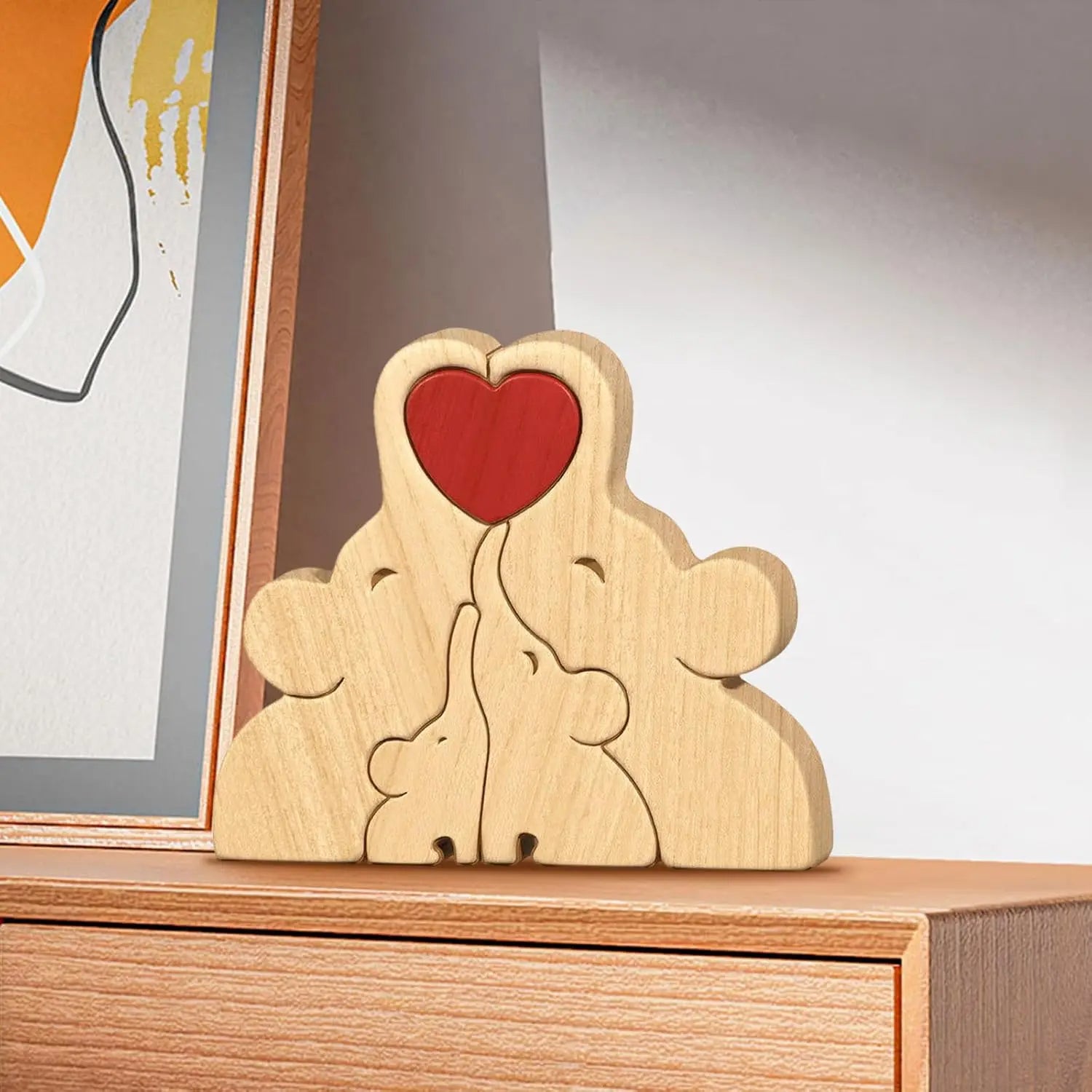 Personalized Wooden Elephant Puzzle Family Wood Animal Sculpture Puzzle