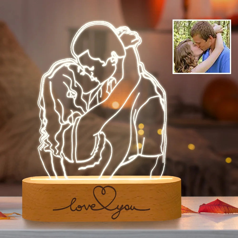 Personalized Gift Photo 3D Lamp Customized Wedding Anniversary Valentines Day Gift