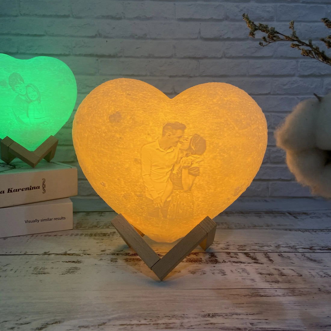 Customized Moon Lamp with Photo Text Heart Shape 3D Printed Moon Night Light