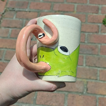 Handmade Frog Tongue Mug – Unique Ceramic Cup with Playful Tongue Handle