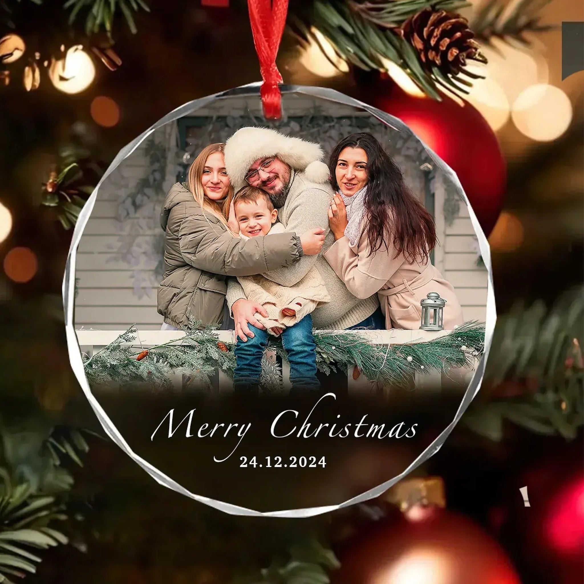 Personalized Couple Photo Hanging Ornament