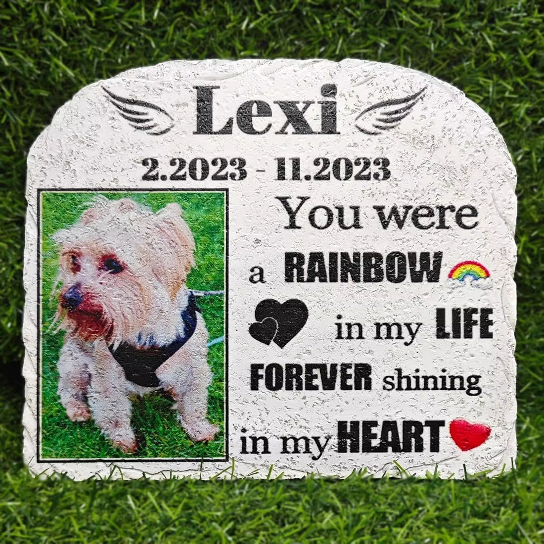 Personalized Pet Memorial Stones, Custom Cat/Dog Memorial Garden Stone with Photo