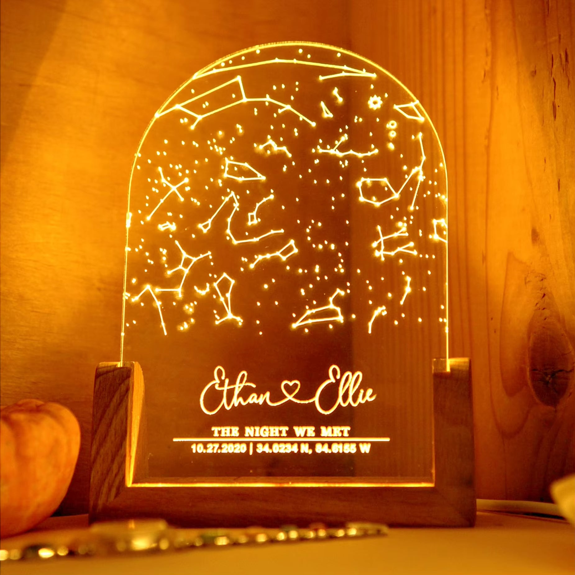 Personalized Constellation Chart Lamp Customized Bedroom NightLight for Couples