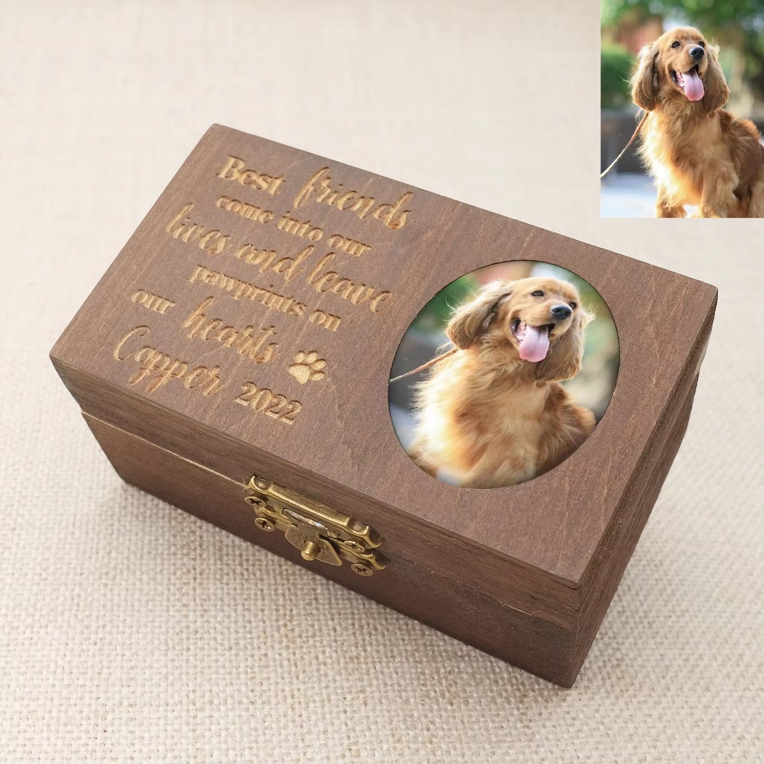 Custom Pet Fur Box, Personalized Urn for Pet Ashes, Engraved Wood Box for Pets