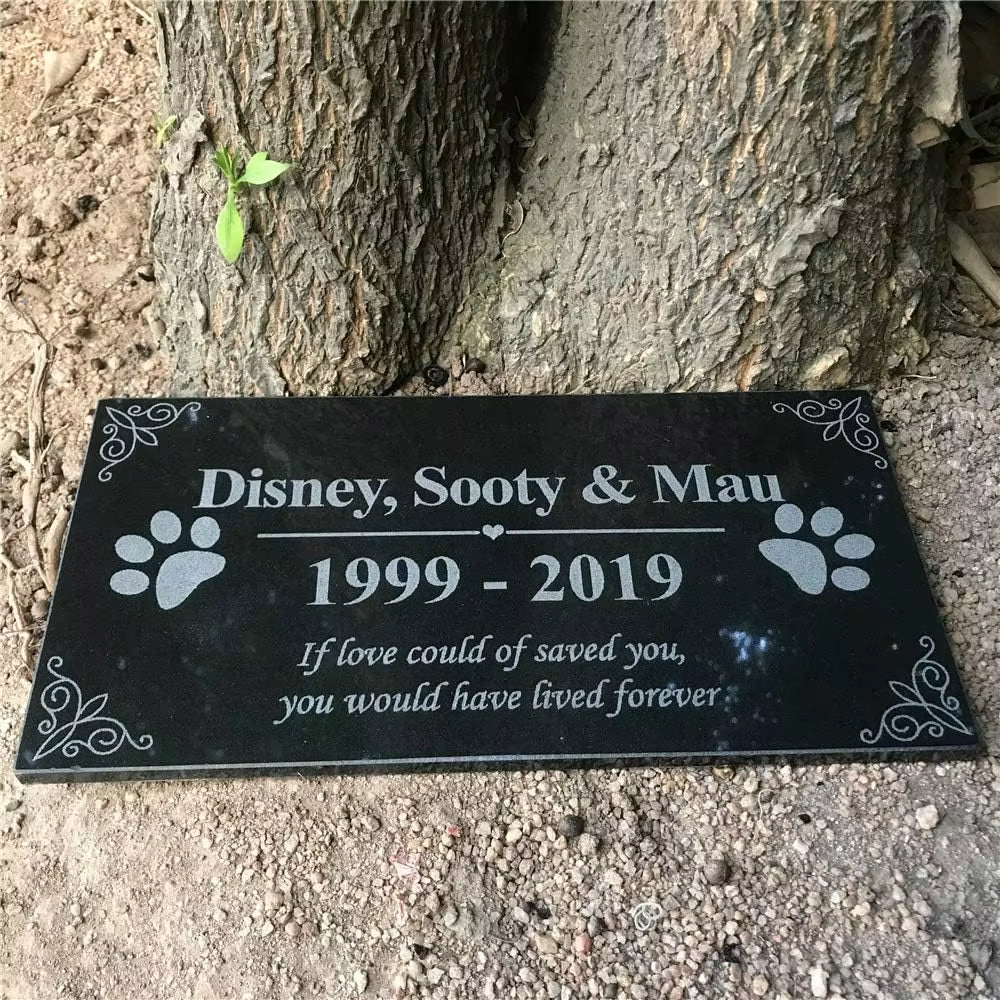 Granite Pet Memorial Stones, Personalized Pet Grave Markers for Dogs or Cats
