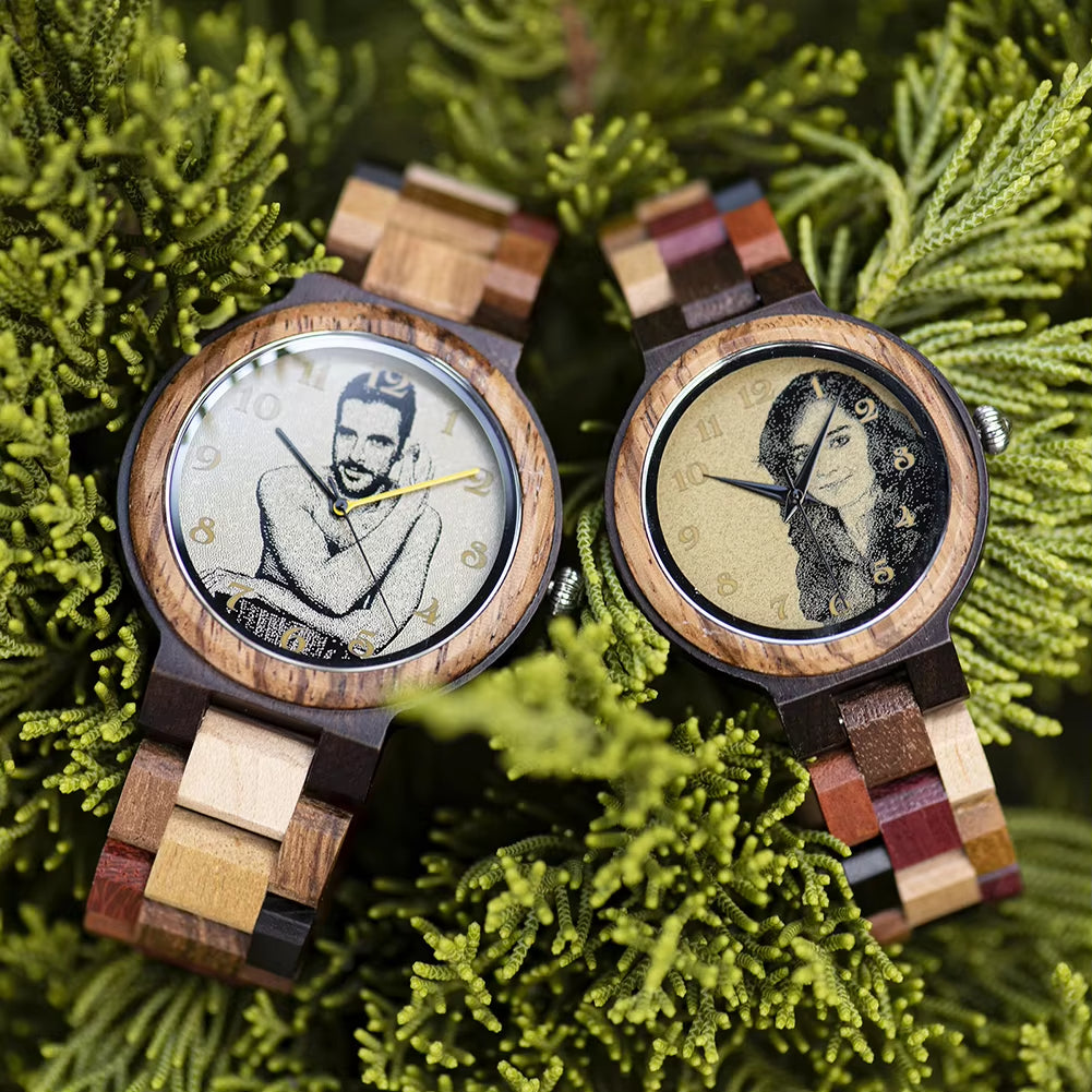 Wood Watch Men Women Quartz Wristwatch Couple Timepiece Clock