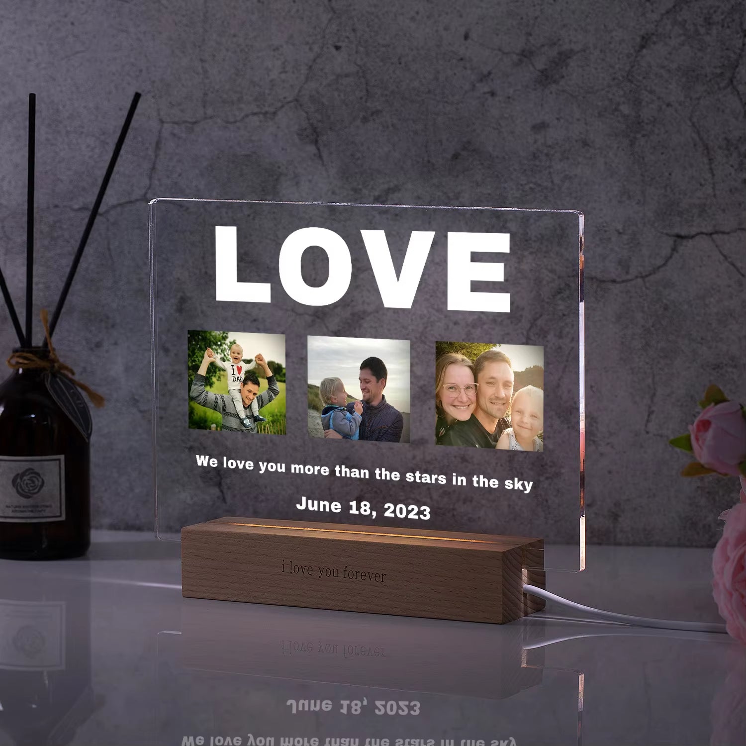 Custom 3D Acrylic Photo Lamp Personalized Led Night Light for Parents