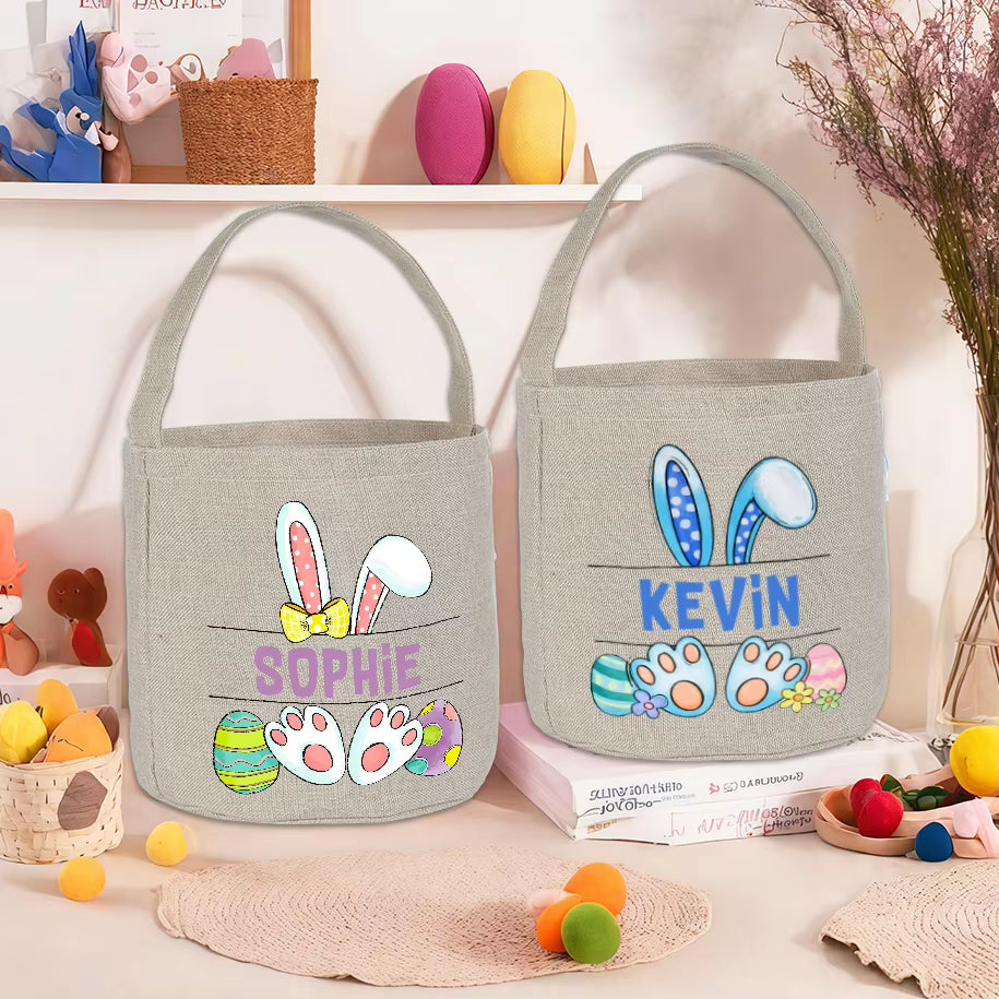 Personalized Easter Basket Bunny with Name Kids Bucket Monogrammed Tote Bag