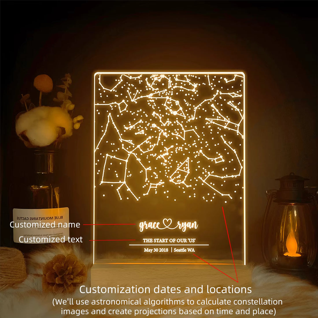 Personalized Constellation Chart Lamp Customized Bedroom Night Light