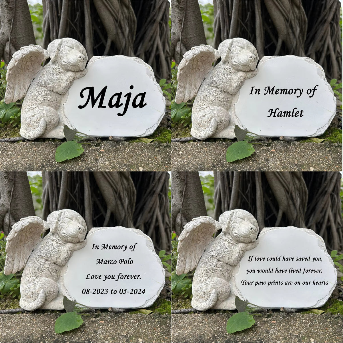 Personalized Dog Angel Memorial Garden Statue