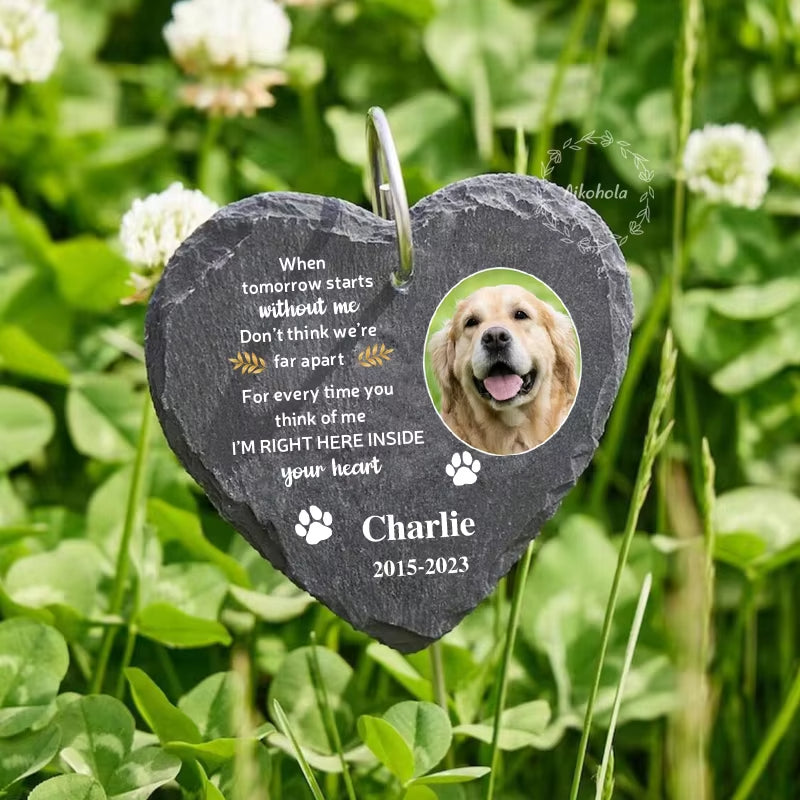 Personalized Pet Memorial Garden Stone Custom Dog Photo Name Grave Stone