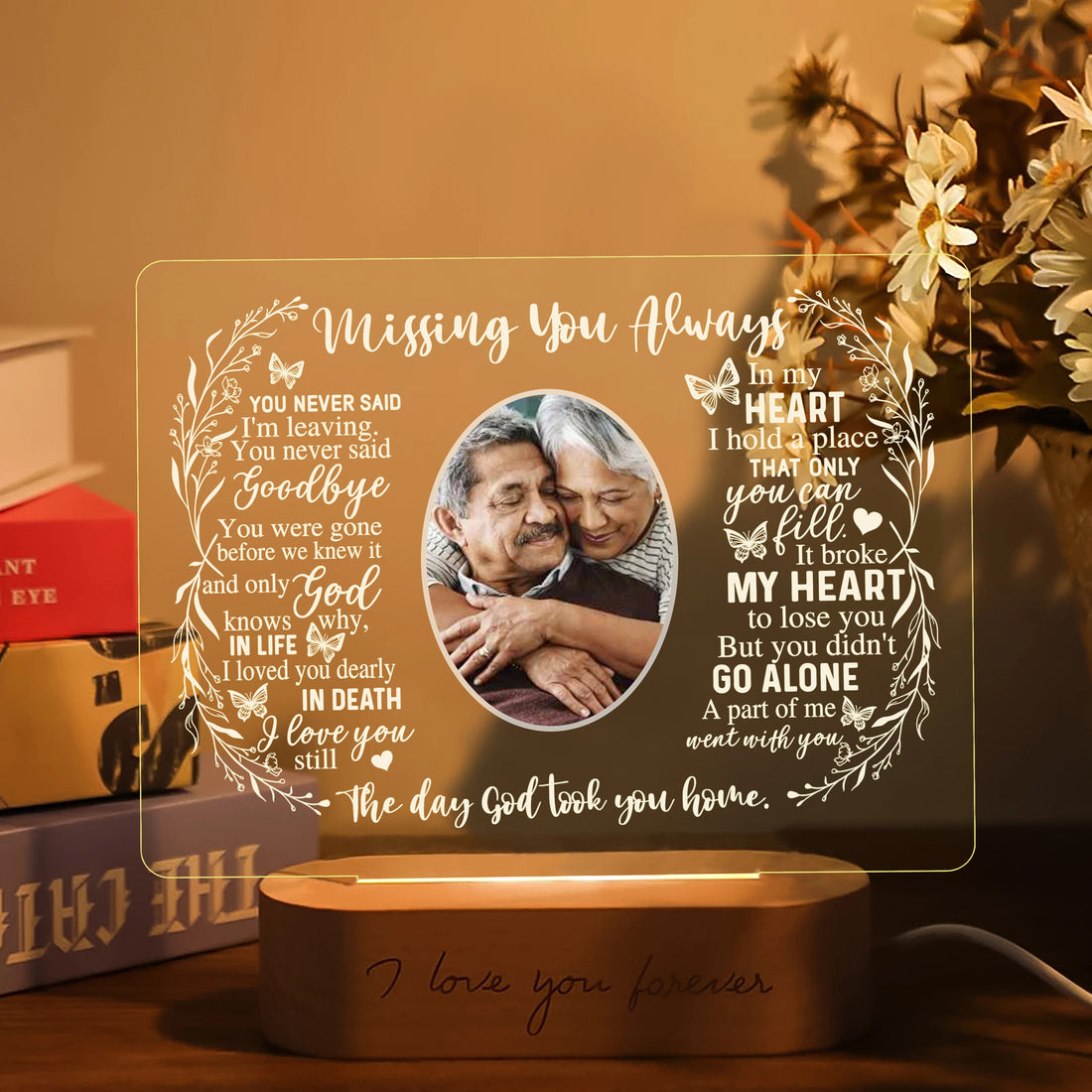 Personalized Unique Sympathy Gift For Custom In Memory of Loved Light Up Picture Frames