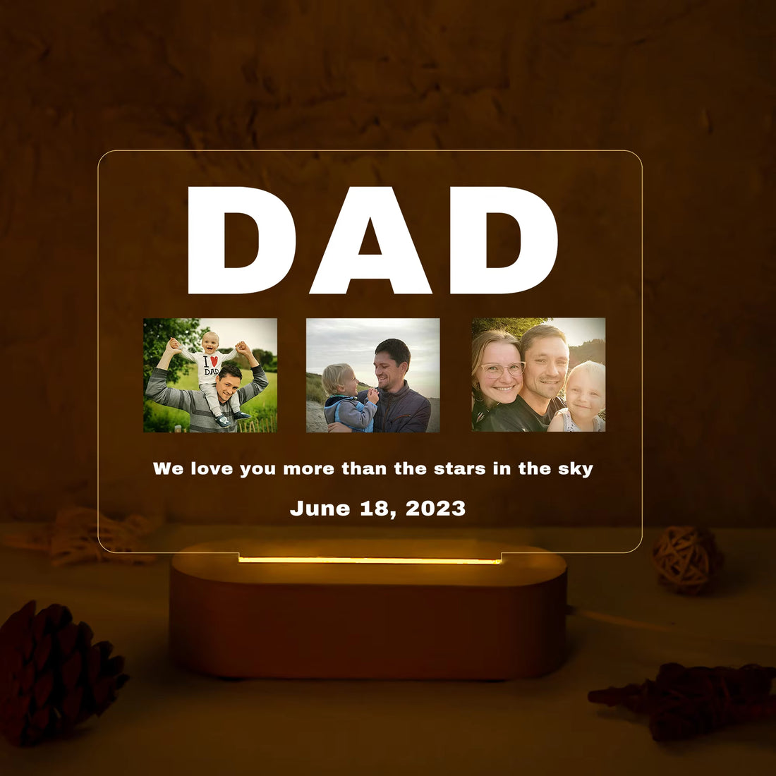 Personalized 3D Acrylic Custom Photo Lamp LED Night Light for Parents Love Mom Dad