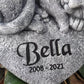 Angel Cat Memorial Garden Statue Stones Grave Markers with a Cat Sleeps on The Heart-Shaped Stone
