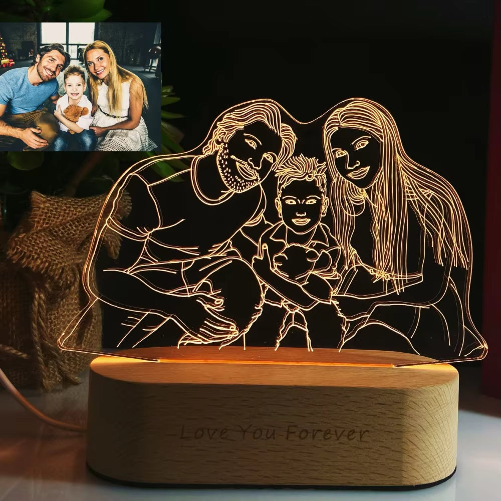 Personalized Gift Photo 3D Lamp Customized Wedding Anniversary Valentines Day Gift