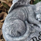 Angel Cat Memorial Garden Statue Stones Grave Markers with a Cat Sleeps on The Heart-Shaped Stone
