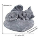 Angel Cat Memorial Garden Statue Stones Grave Markers with a Cat Sleeps on The Heart-Shaped Stone