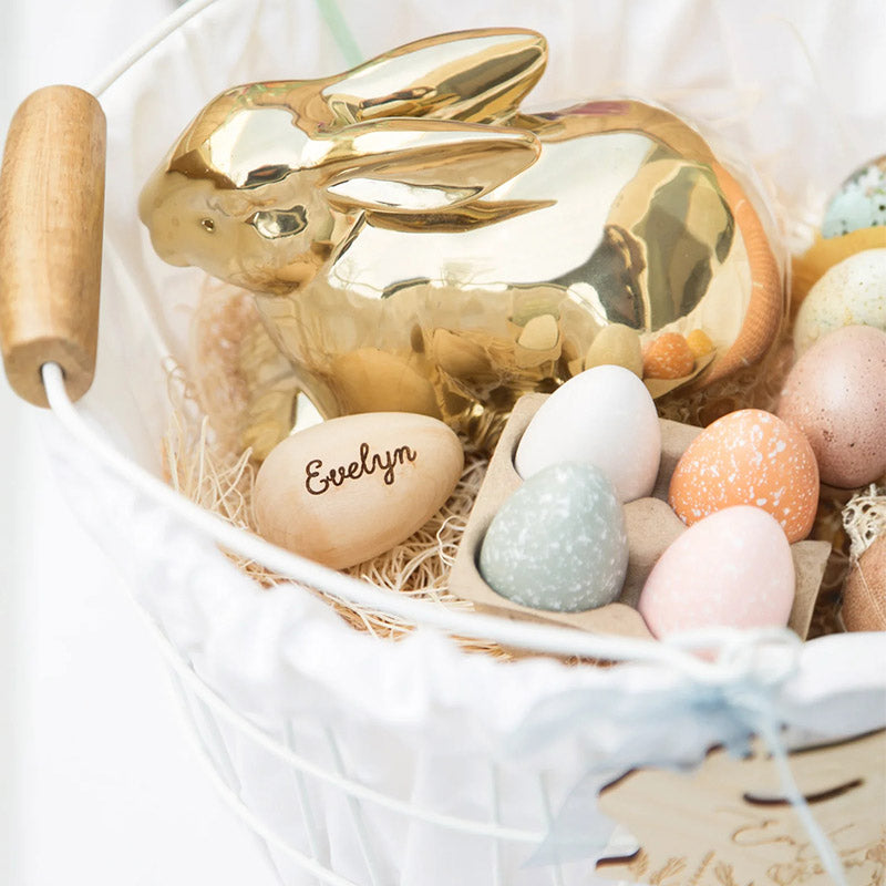 Eggs Wooden Carved Name First Spring Gift for baby/kid Easter egg Name Tags Basket Stuff Handmade Gift